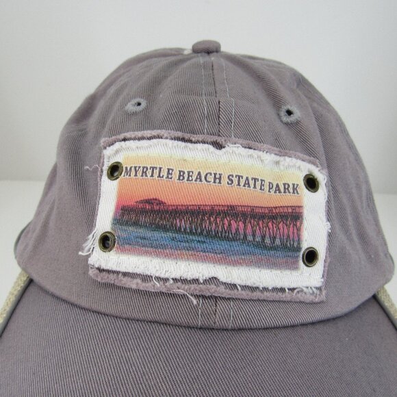 Myrtle Beach State Park Patch Logo Men's Gray Adjustable Strap Back Cap Hat - Picture 1 of 8